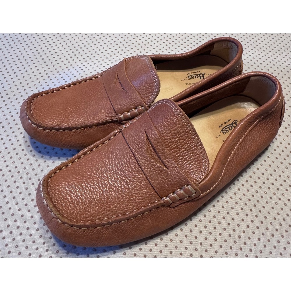 G.H. Bass Kids Leather Penny Loafers Brown Driver Shoes Size 13.5 Slip On